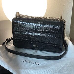 Oroton Forte Micro Clutch Black Bag